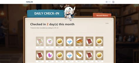 daily check in genshin impact.
